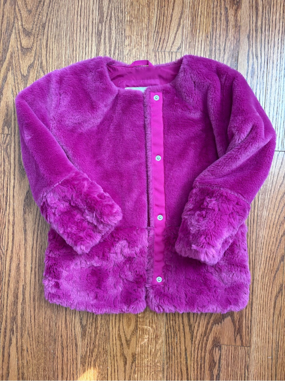 Cat & Jack Plush Fuchsia Faux-Fur Pea Coat